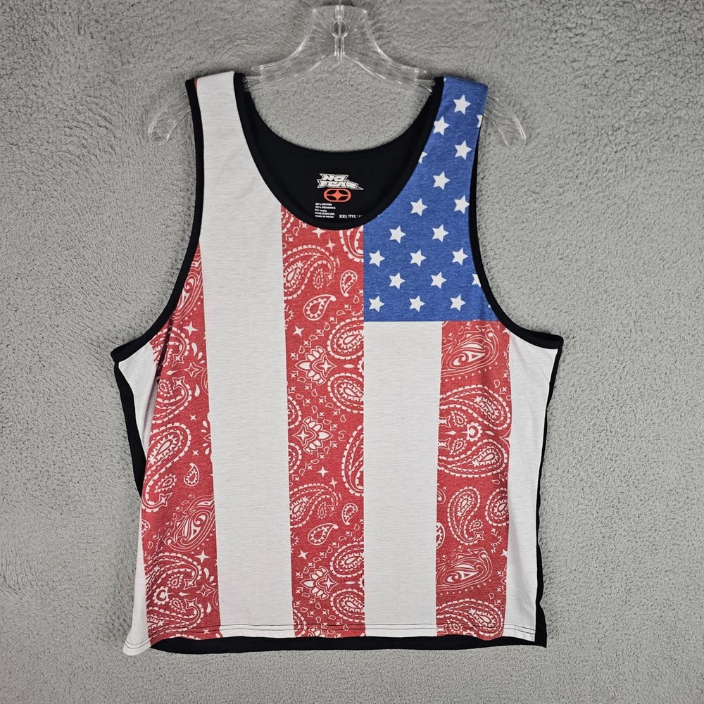 No Fear Tank Top Men XXL Multi-Color American Flag Paisley 68M03396 Patriotic